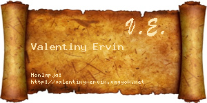 Valentiny Ervin névjegykártya